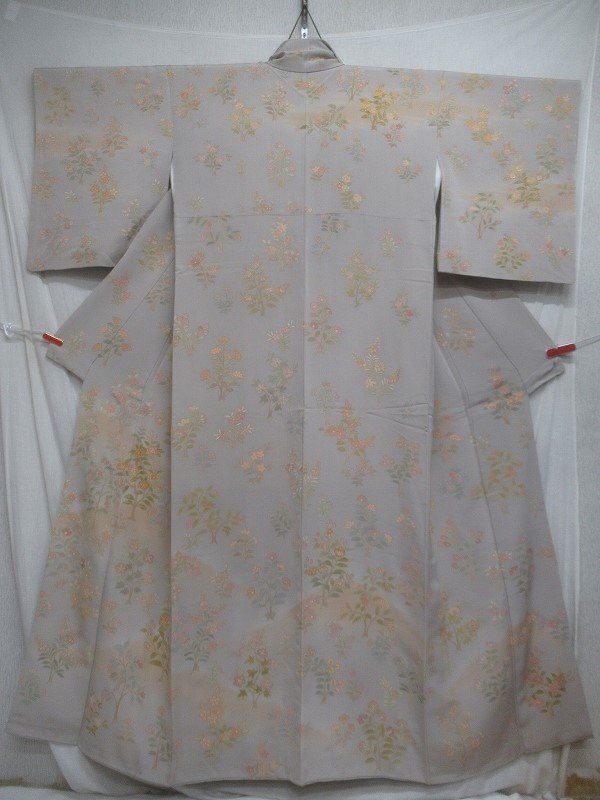 M2541 千總 正絹 金彩 訪問着 袷 着物 身丈162cm-裄65cm