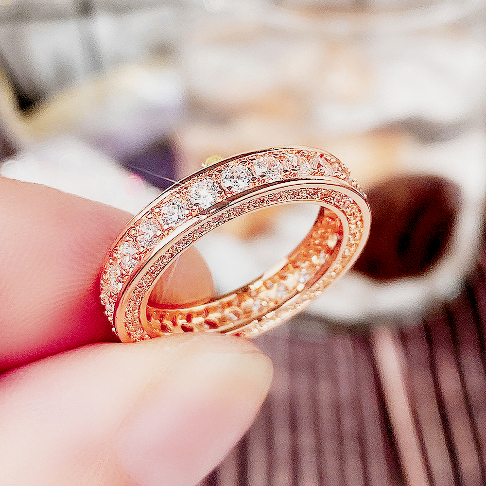 18K仕上 フルエタニティ ジルコニア ローズゴールド リング 指輪 レディース_画像1