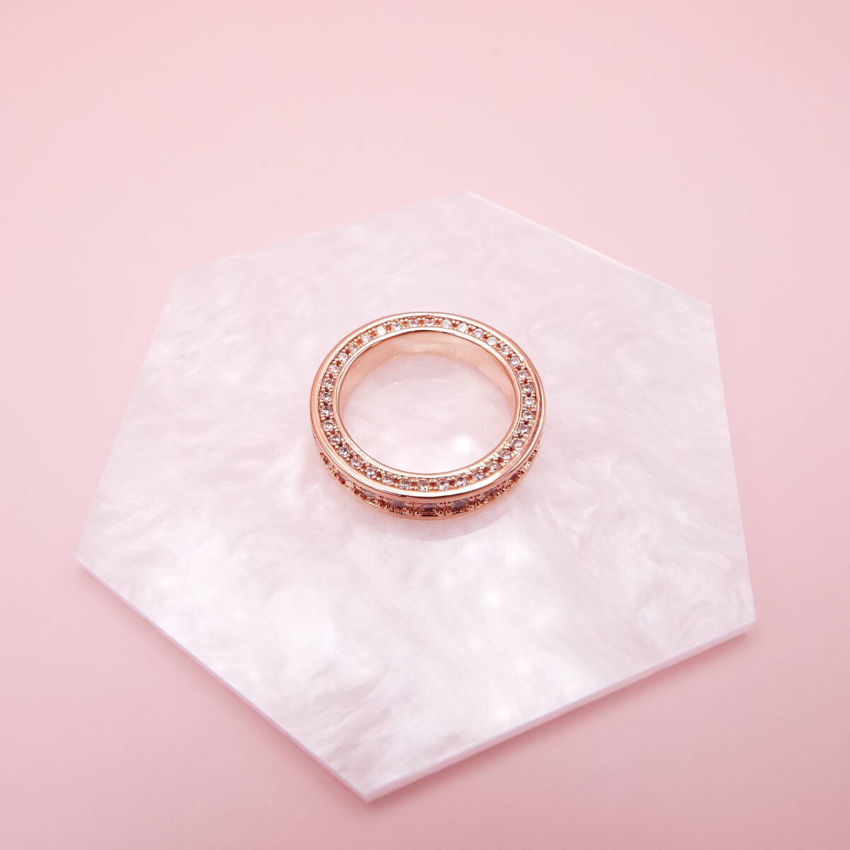 18K仕上 フルエタニティ ジルコニア ローズゴールド リング 指輪 レディース_画像6