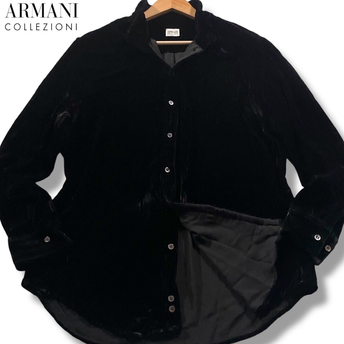ARMANI COLLEZIONI アルマーニ ベルベット ベロア ジャケット アルマーニコレツィオーニARMANI COLLEZIONI ベロア襟つまみ