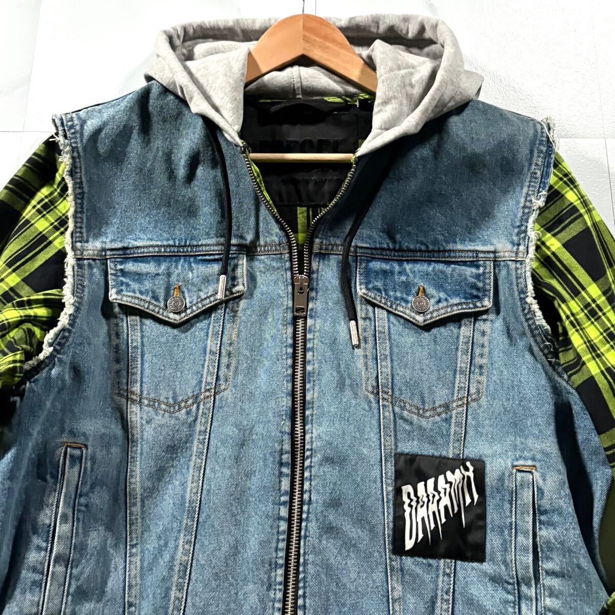 極美品/XL相当○ディーゼルDIESEL ドッキング 羊革切替 デニム
