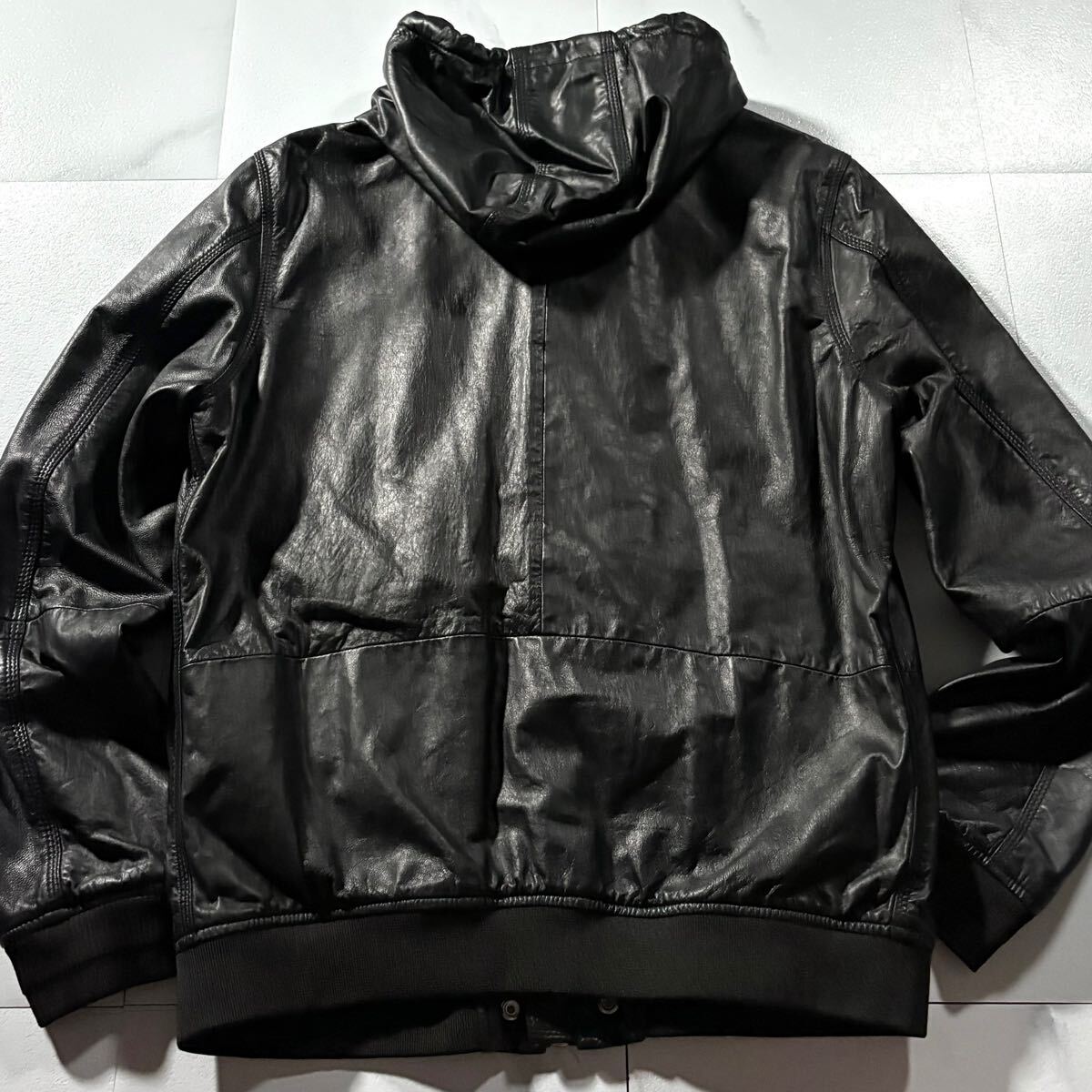 希少色　DIESEL レザージャケット　パーカー　2way ラムレザー　XL 希少色 DIESEL レザージャケット パーカー 2way ラムレザー XL