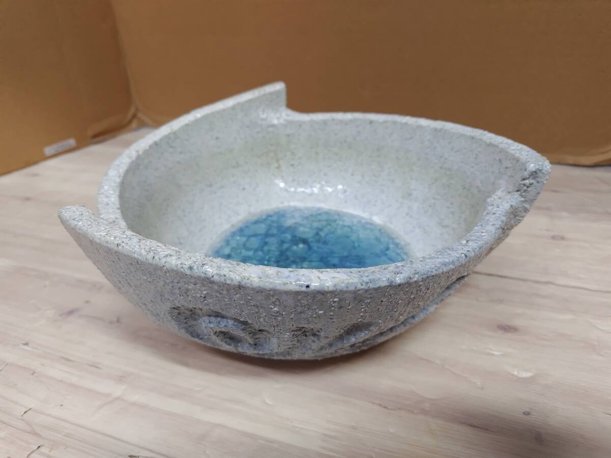 美品　萬古焼 華道具 華道器 花器 生け花 水盤 水鉢 利行　陶器
