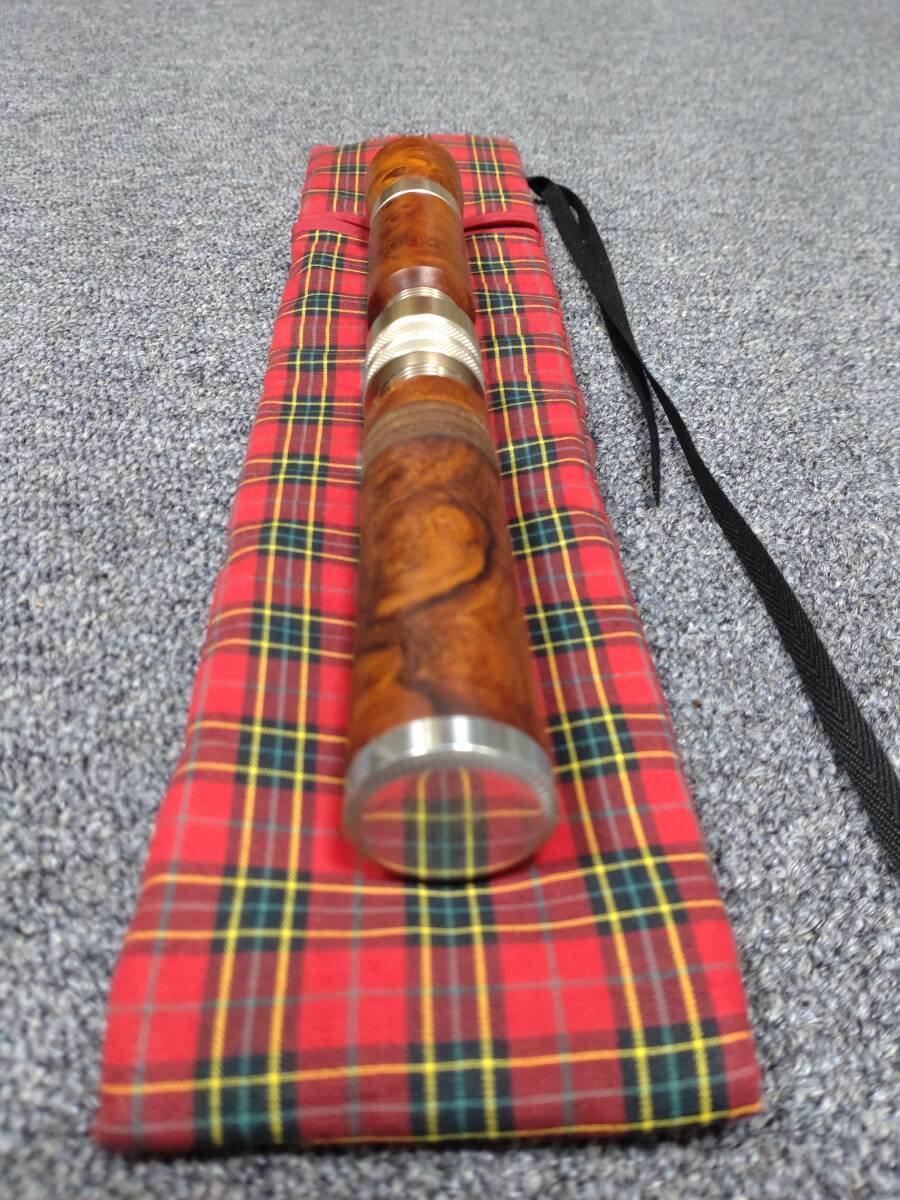 特価品 ② スピニングロッドハンドル 花梨紅瘤革巻き仕様 ソックス付屬 検) カーディナル cardinal ステラ　ミッチェル