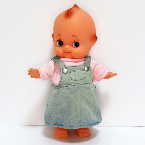 【中古品】ビンテージ：昭和レトロ：ORIENTAL / オリエンタル：キューピー ソフビ 人形：高さ 約36cm 洋服・ストラップ付き