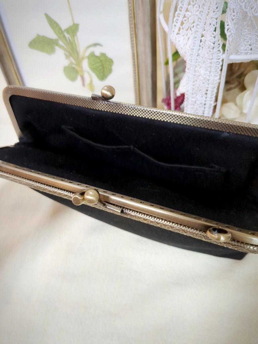 インド刺繍リボン 二口がま口長財布 ポシェット ショルダー インド刺繍リボン 二口がま口長財布 ポシェット ショルダー