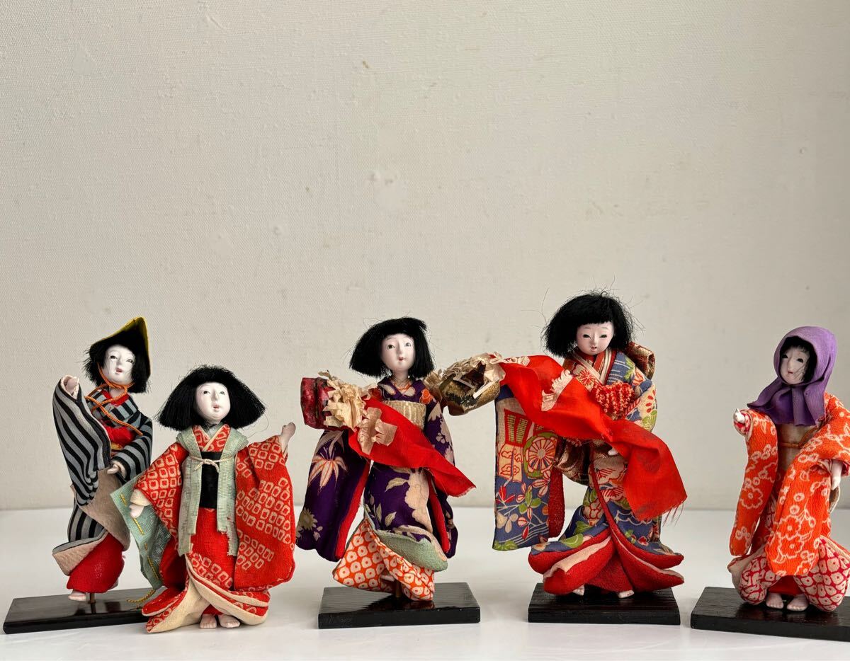 古い人形　5体おまとめ　小さな市松人形 日本人形 時代物　アンティークドール