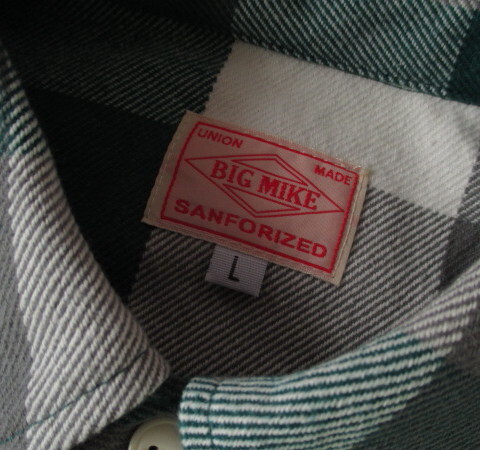 SALE! рекомендация! America . рождение!BIGMIKE(USA) heavy вес фланель материалы использование! фланель рубашка! зеленый × белый :L размер 