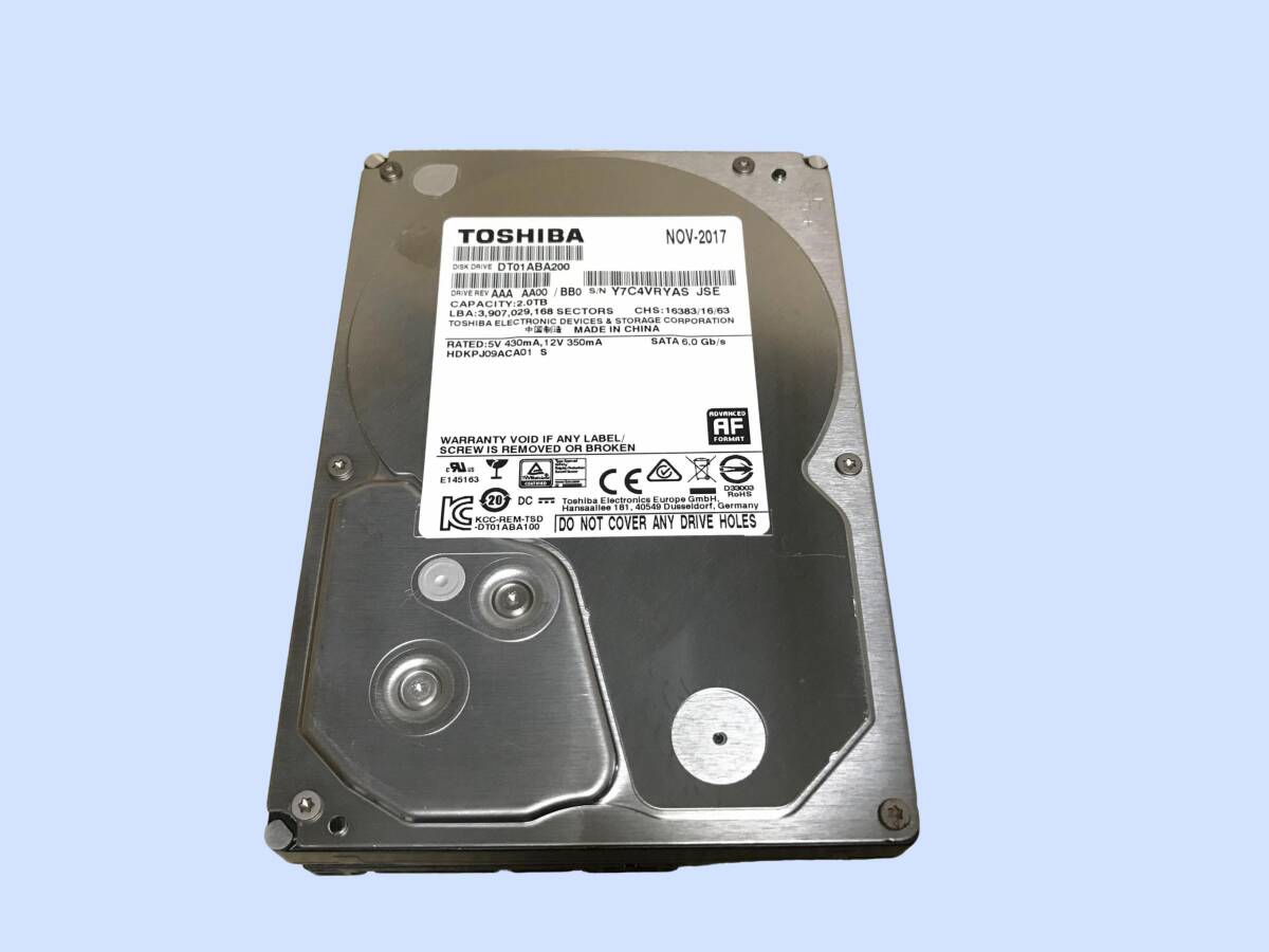 M4375 TOSHIBA HDD 2TB 3.5インチ SATA DT01ABA200 使用 26938時間 送料無料