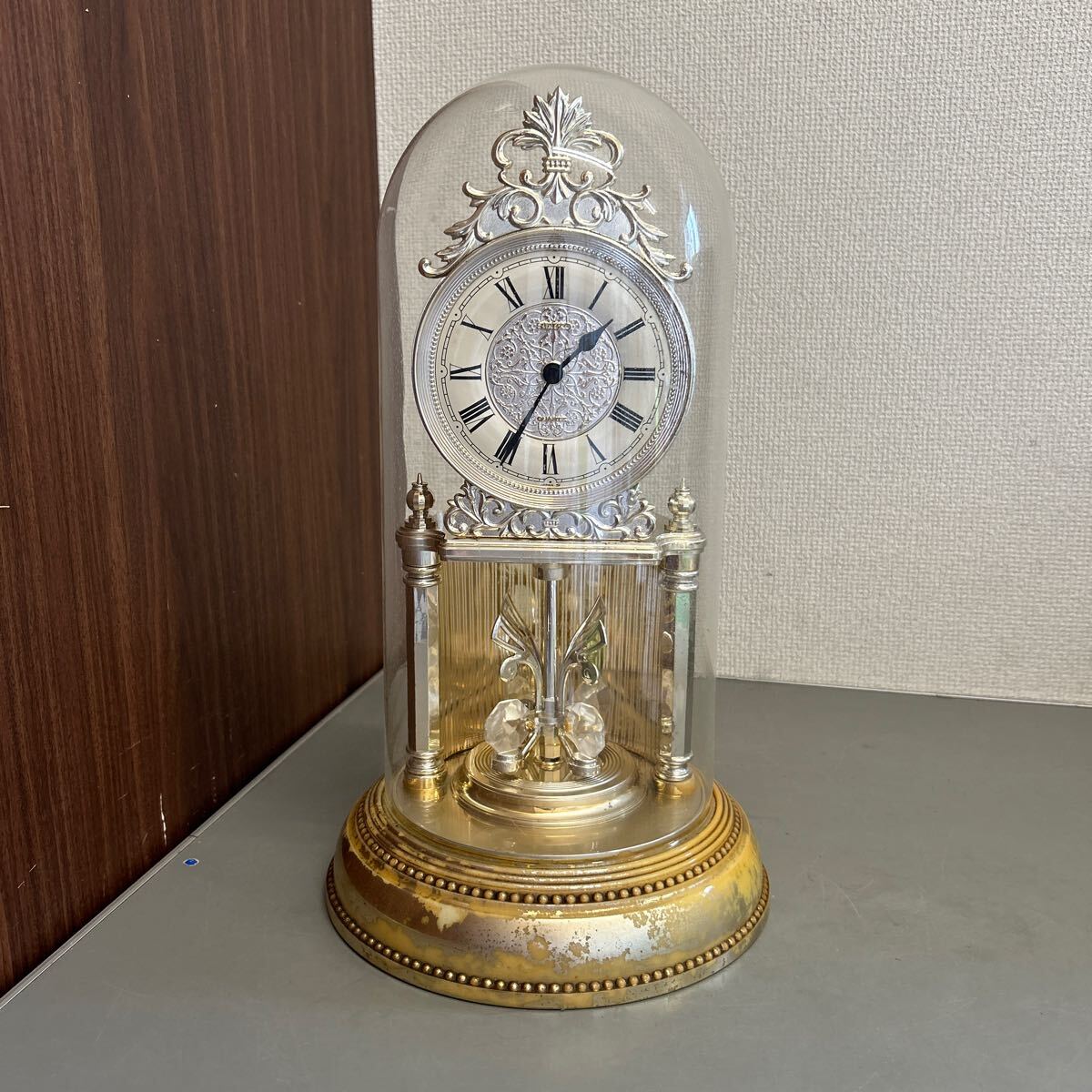 SEIKO セイコー クォーツ QZ691G ガラスドーム 時計 置時計 飾り SEIKO セイコー クォーツ QZ691G ガラスドーム 時計 置時計 飾り