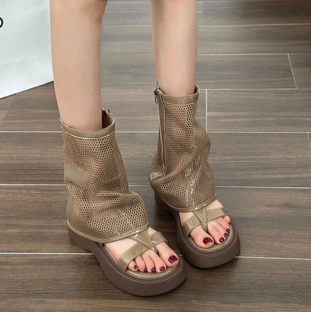  thickness bottom side fastener Trend short boots maru tins shoes lady's shoes [39]24.5cm khaki 