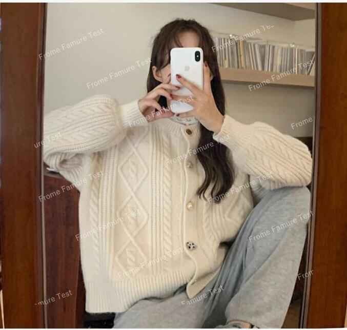  long sleeve knitted coat cardigan sweater lady's autumn S blue 