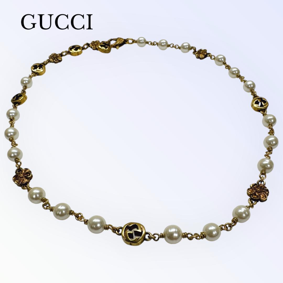 グッチ GUCCI ネックレス フラワーパールネックレス インター グッチ GUCCI ネックレス フラワーパールネックレス インター
