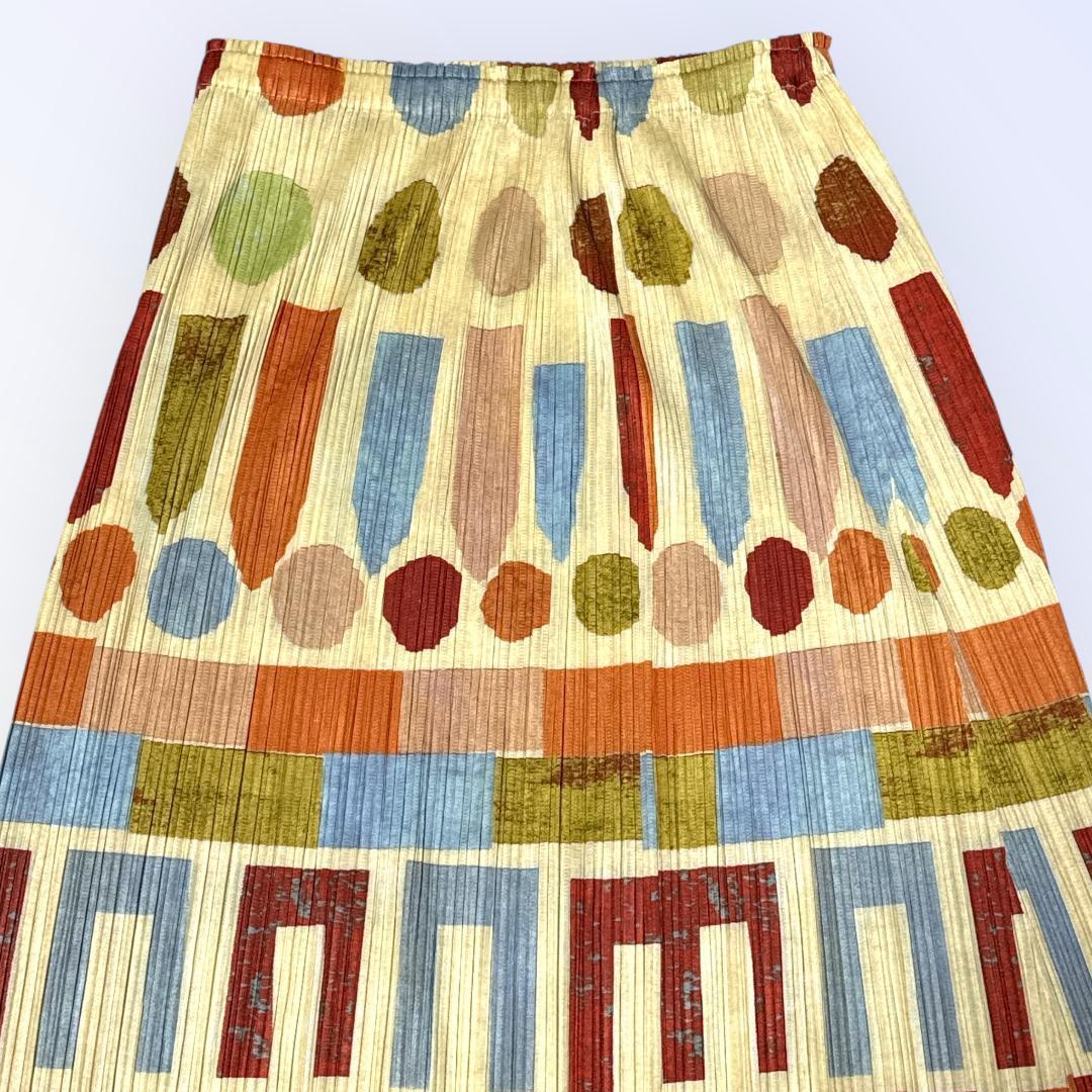 超希少☆ PLEATS PLEASE ロングスカート 総柄 マルチカラー M