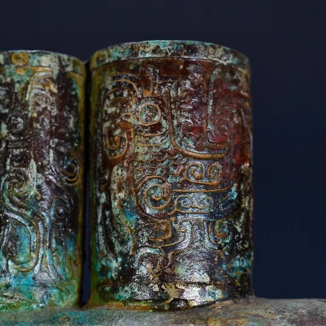 中国古美術品·旧蔵青銅銘文器皿·四耳方形簠·祭祀礼器·食器·文房