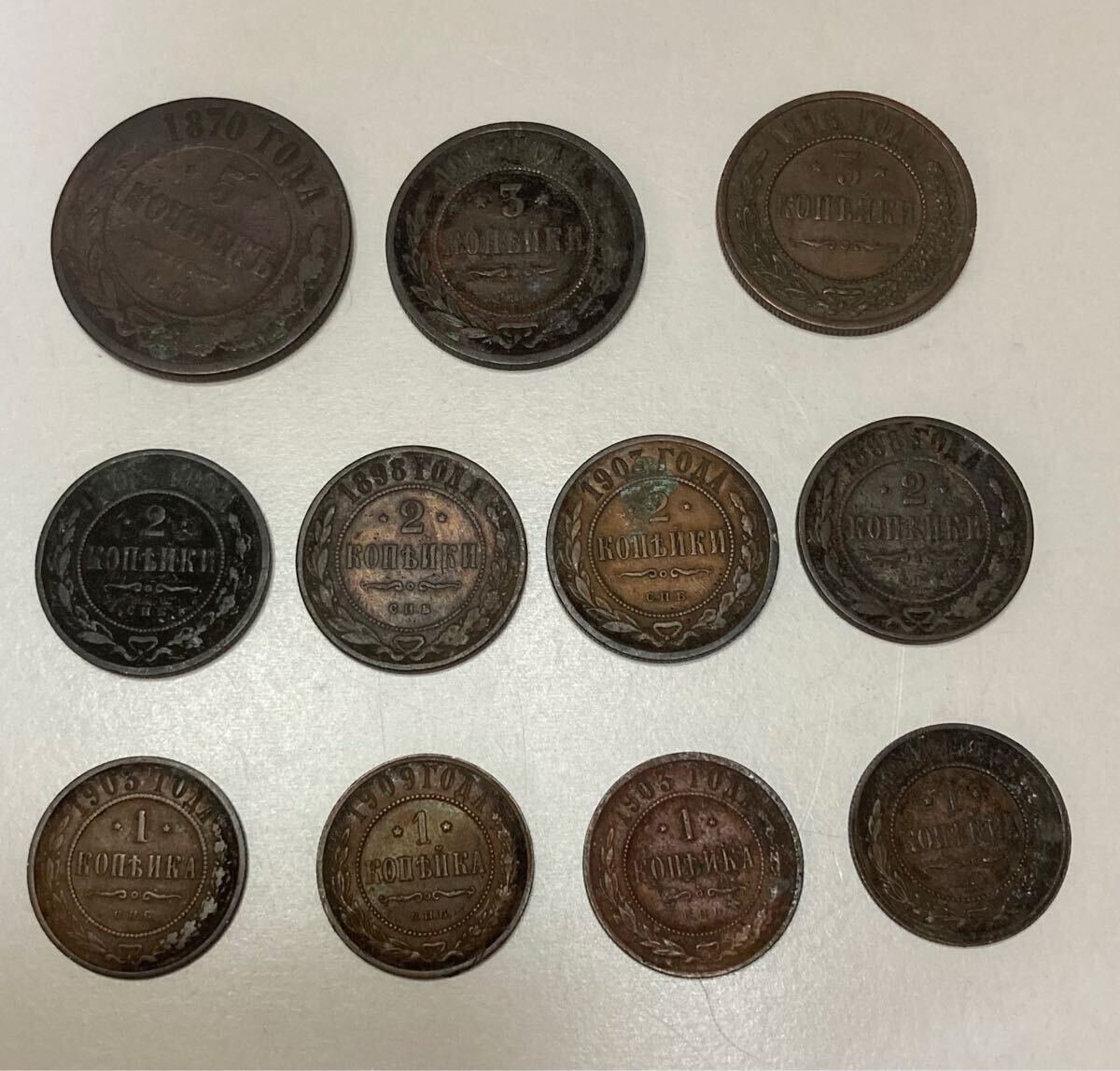 T9-085・外貨コイン※アンティーク・ロシア硬貨・古銭(大量おまとめ総重量74g)