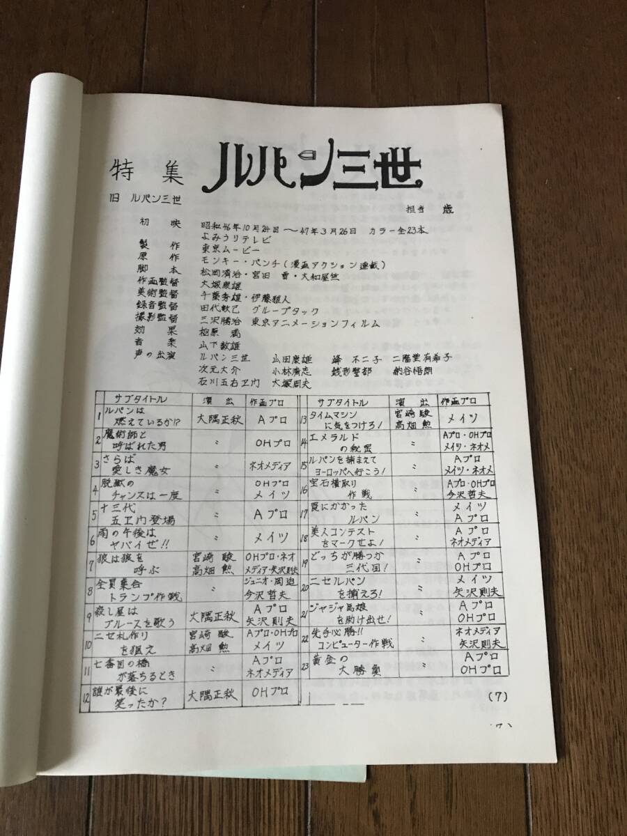 同人誌　ルパン三世　試衛館　創刊号
