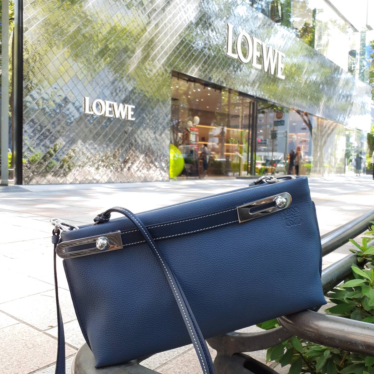 [USED прекрасный товар ]LOEWE MISSY SMALL BAG STEEL BLUE Loewe misi- маленький сумка Steel голубой 