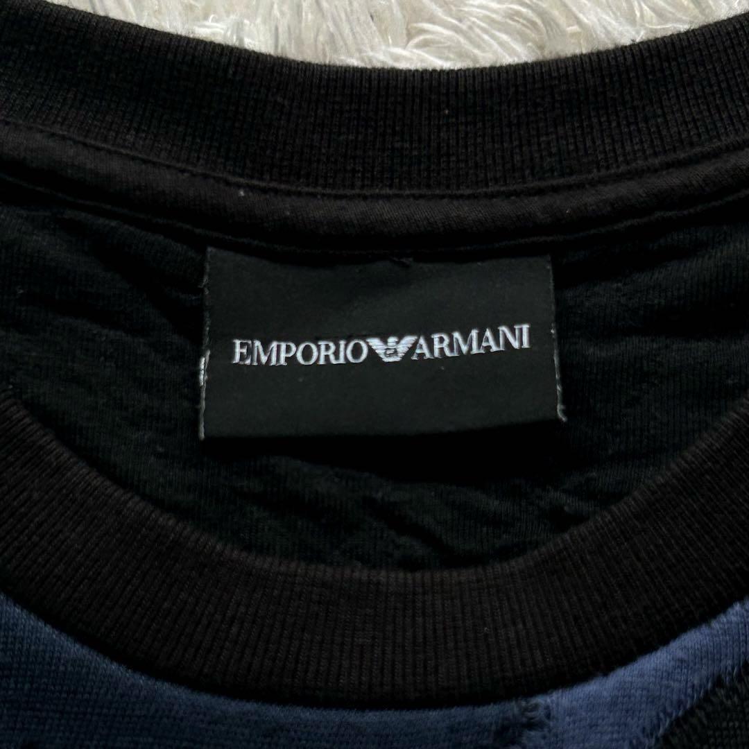 エンポリオ アルマーニ ★希少 XLサイズ★ 迷彩 ニット セーター EMPORIO ARMANI クルーネック カモフラ 長袖 メンズ 紺 ネイビー LL