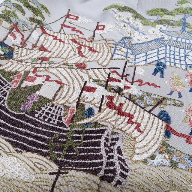 ★きもの北條★ 相良刺繍　中国刺繍　仮絵羽　未仕立て　色留袖　正絹　着物　T725-1