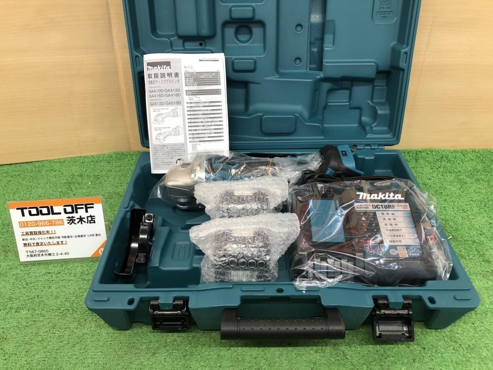 015●未使用品・即決価格●マキタ makita 100㎜充電式ディスクグラインダ GA412DRGX 18V ※本体+バッテリー2個+充電器