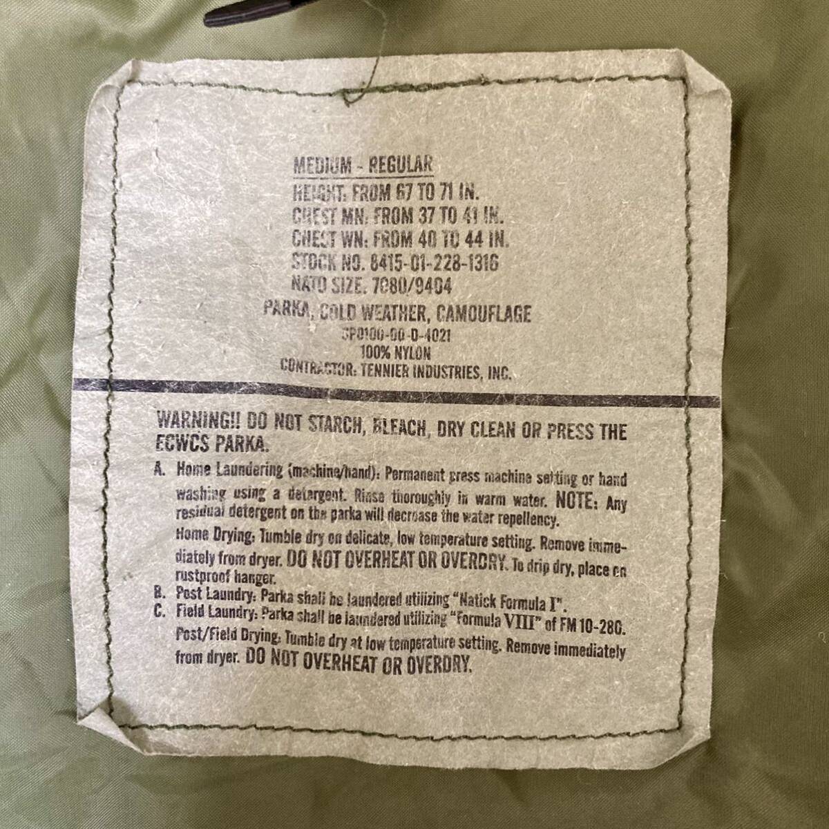 U.S.Army ECWCS Gen1 GORE-TEX PARKA 米軍実物 ゴアテックスパーカー MEDIUM-REGULAR 後期型 PARKA COLD WEATHER WOODLAND CAMOUFLAGE 古着_画像8