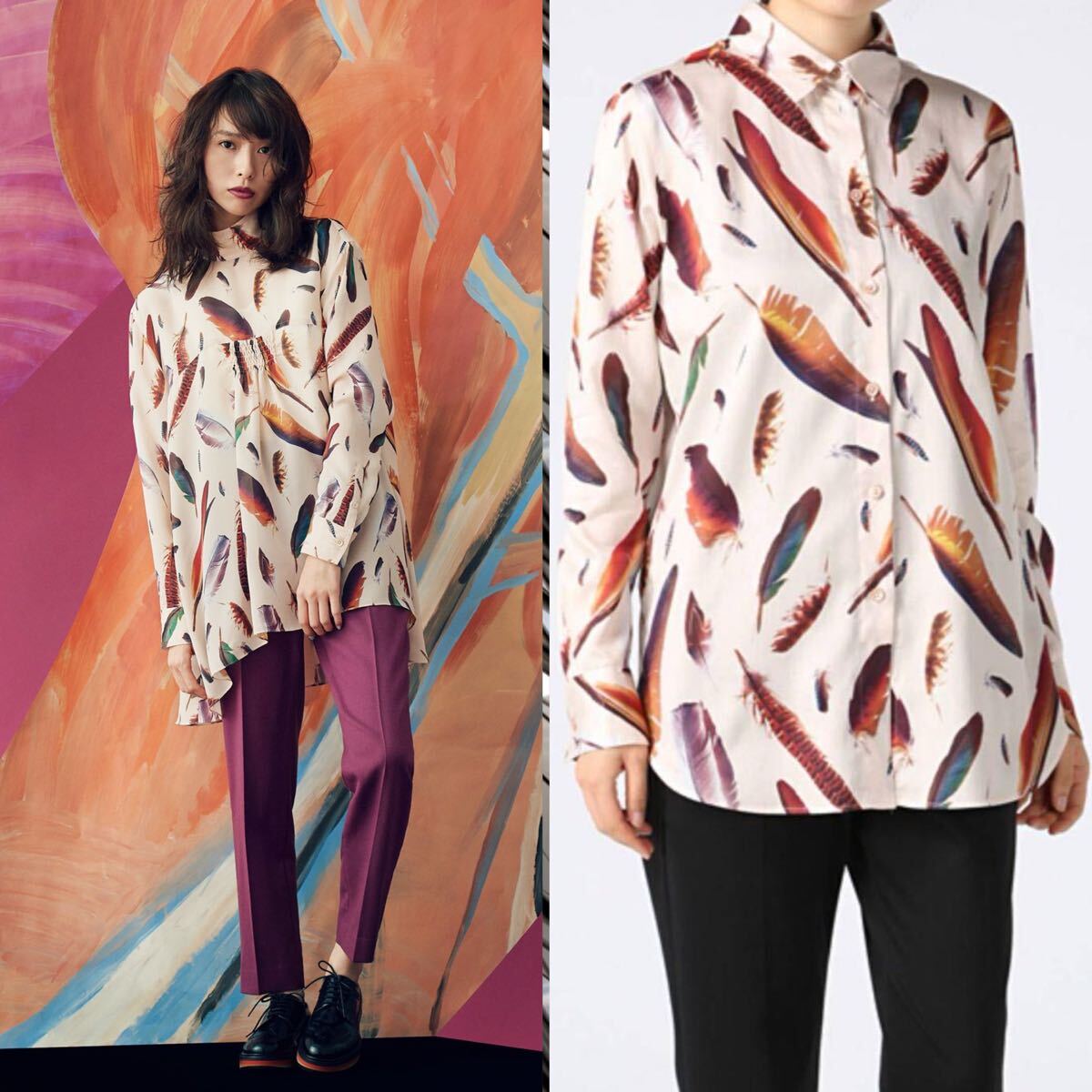 Paul Smith ポールスミス フェザー プリント シャツ 鳥 羽 Paul Smith ポールスミス フェザー プリント シャツ 鳥 羽