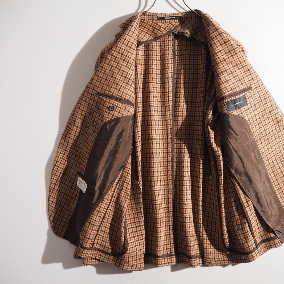 x6450P　▼TAGLIATORE タリアトーレ▼　メタルボタン ウール テーラードジャケット ベージュ チェック 48 秋冬 rb mks_画像5