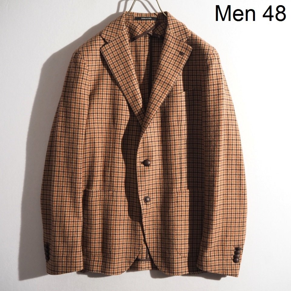 x6450P　▼TAGLIATORE タリアトーレ▼　メタルボタン ウール テーラードジャケット ベージュ チェック 48 秋冬 rb mks_画像1