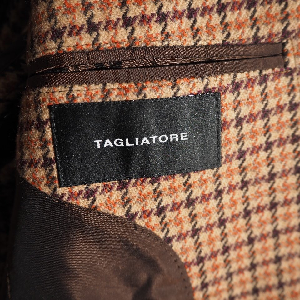 x6450P　▼TAGLIATORE タリアトーレ▼　メタルボタン ウール テーラードジャケット ベージュ チェック 48 秋冬 rb mks_画像8