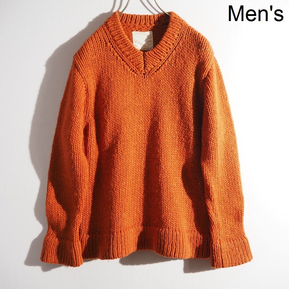 M8016P　▼COMME des GARCONS HOMME コムデギャルソンオム▼　白タグ AD1997 ヴィンテージ Vネック ウールニット オレンジ 秋冬 rb