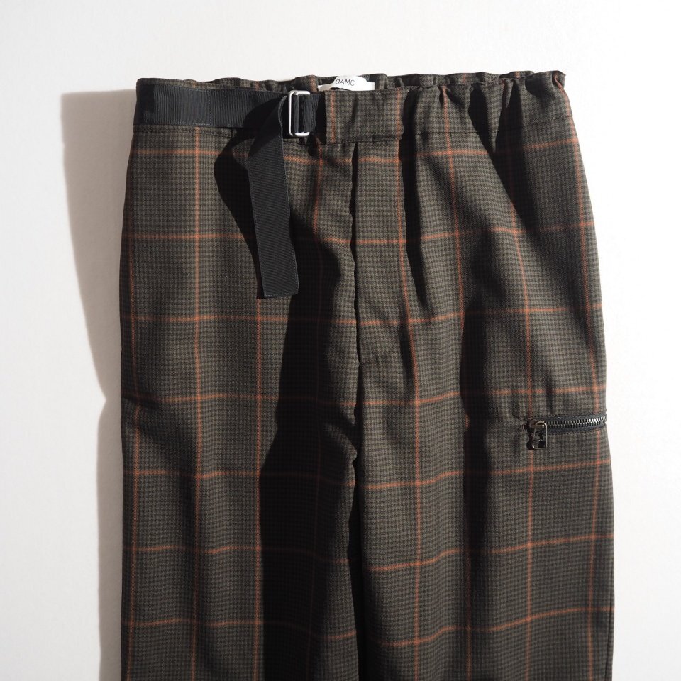 P2489P　▼OAMC オーエーエムシー▼　ウール テーパード ベルテッド イージーパンツ カーキ チェック XS / ウールパンツ 春秋 rb mks_画像2