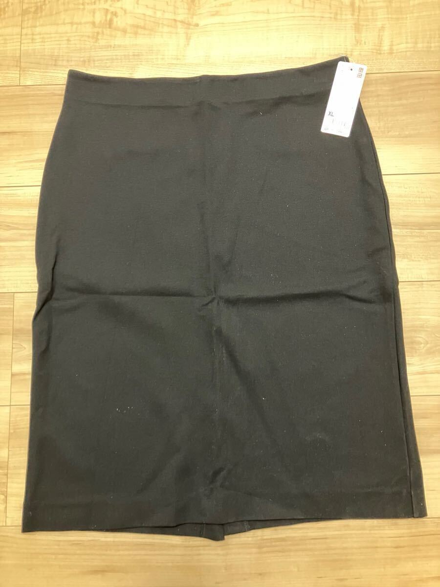 新品!タグ付き!ユニクロ☆ポンチ ペンシルスカート XLサイズ ブラック☆WOMEN UNIQLO