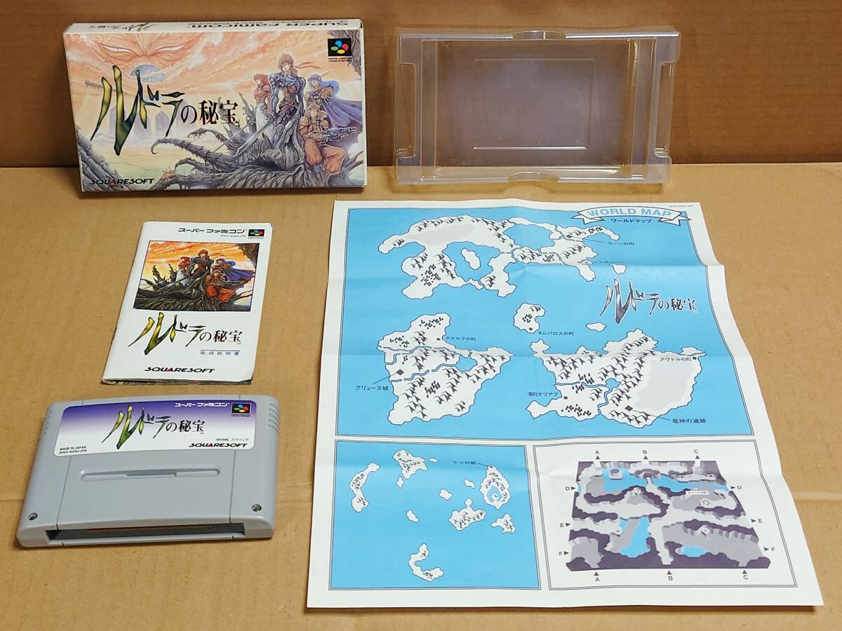 スーパーファミコンソフトルドラの秘宝 箱・説明書・マップ付き スーパーファミコンソフトルドラの秘宝 箱・説明書・マップ付き