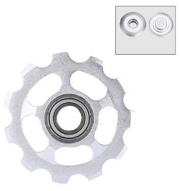 処分 リアディレーラー用 アルミニウムプーリー 1個の値段 ベアリング構(gòu)造 11T MTB用 シルバー 1214 ゆうメール可