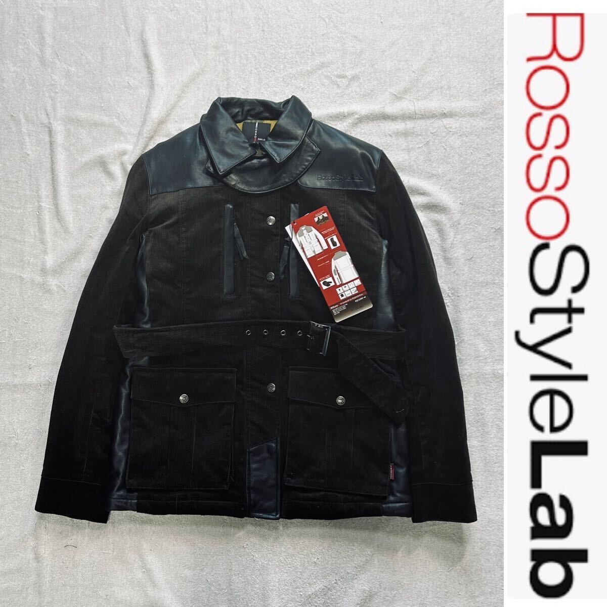 ★特価 Rosso StyleLab ROJ-979 KHAKI Lサイズ ロッソスタイルラボ パーシャルレザーコーデュロイジャケット 秋冬 定価40700円 A61017-9