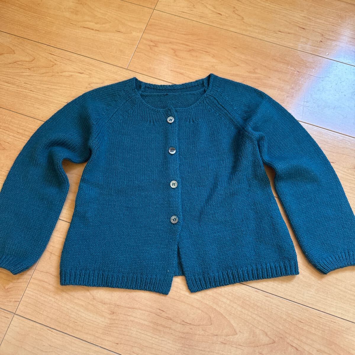 ボントン 長袖 カーディガン ニットキッズ 子供 グリーン 90