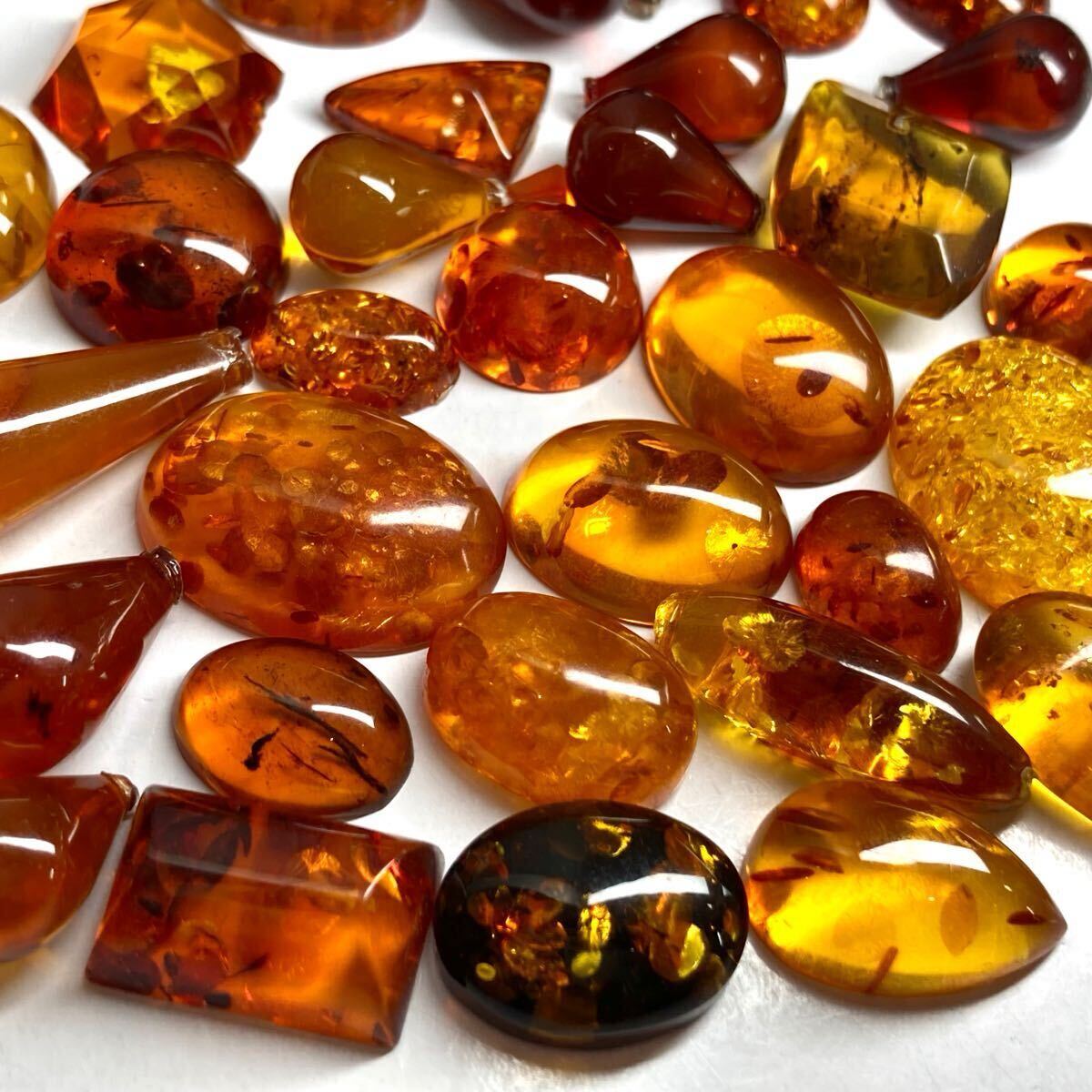 ☆天然本琥珀おまとめ 193.5ct☆O ルース 裸石 宝石 ジュエリー jewelry amber コハク こはく アンバー w3 29