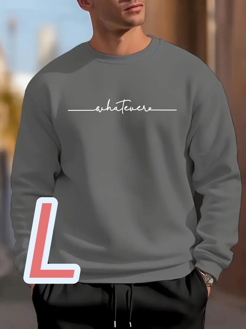【プレミアムトレーナー】新品◎ダークグレー★Lサイズ《Whatever》★ゆったりサイズ■プルオーバースェット 長袖