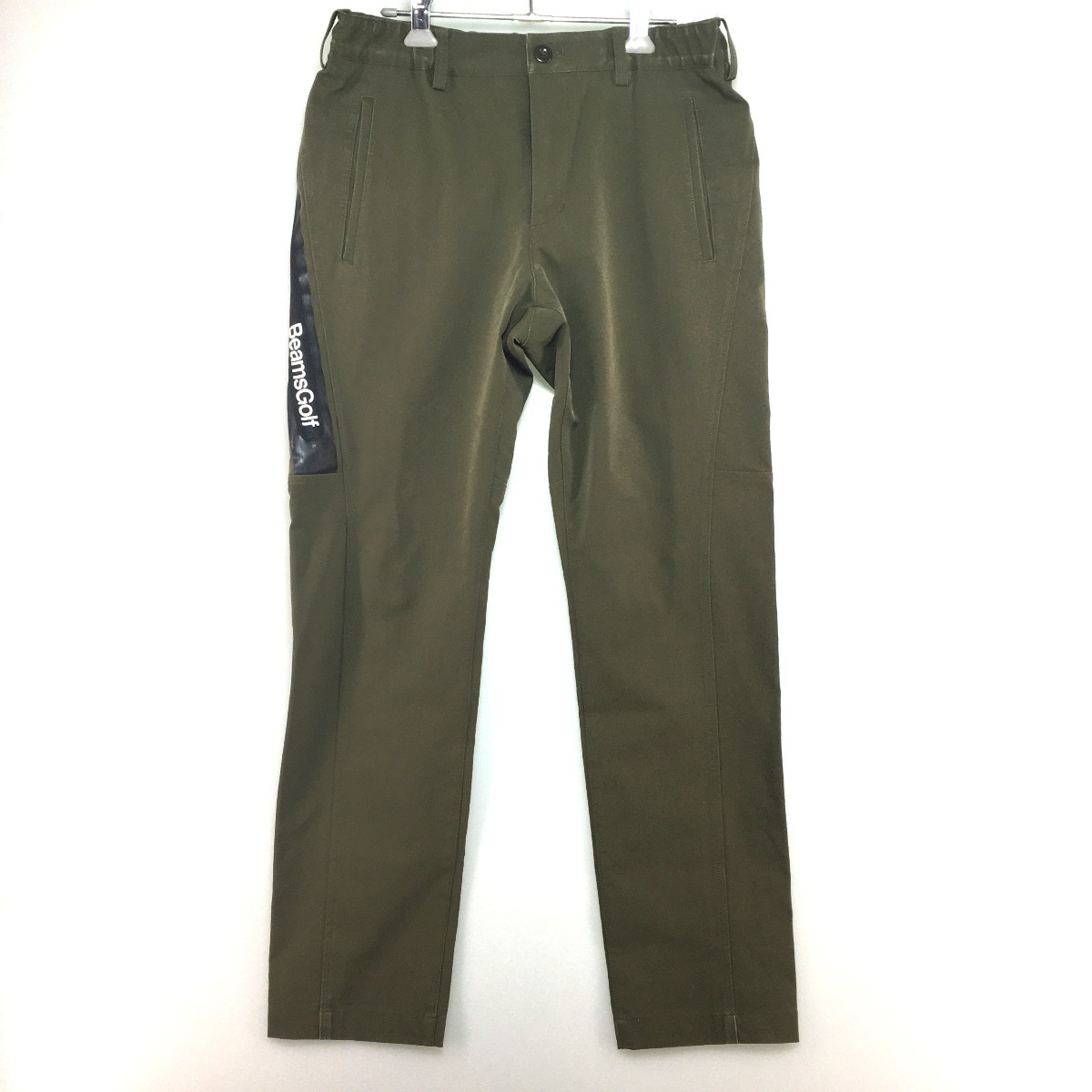 ◎◎ BEAMS GOLF ビームスゴルフ サイドロゴジップポケットパンツ　サイズS カーキー 色褪せあり 傷や汚れあり