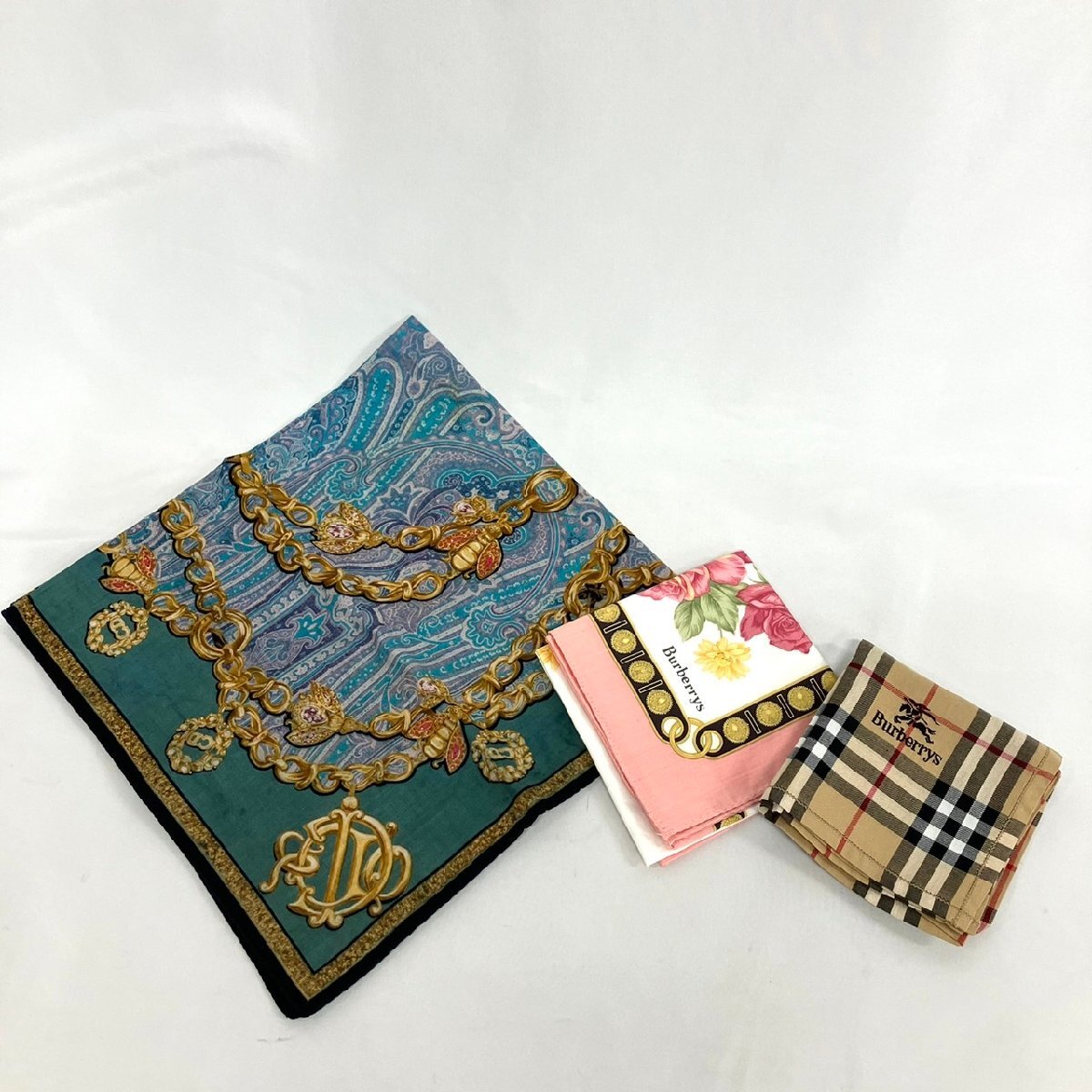 ※※ブランド3点セット Christian Dior クリスチャンディオール BURBERRY バーバリー スカーフ ハンカチ CD オシャレ レディース※※
