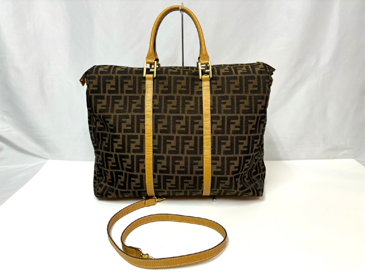 ☆フェンディ FENDI ヴィンテージ ボストンバッグ ズッカ キャンバス×レザー ブラウン