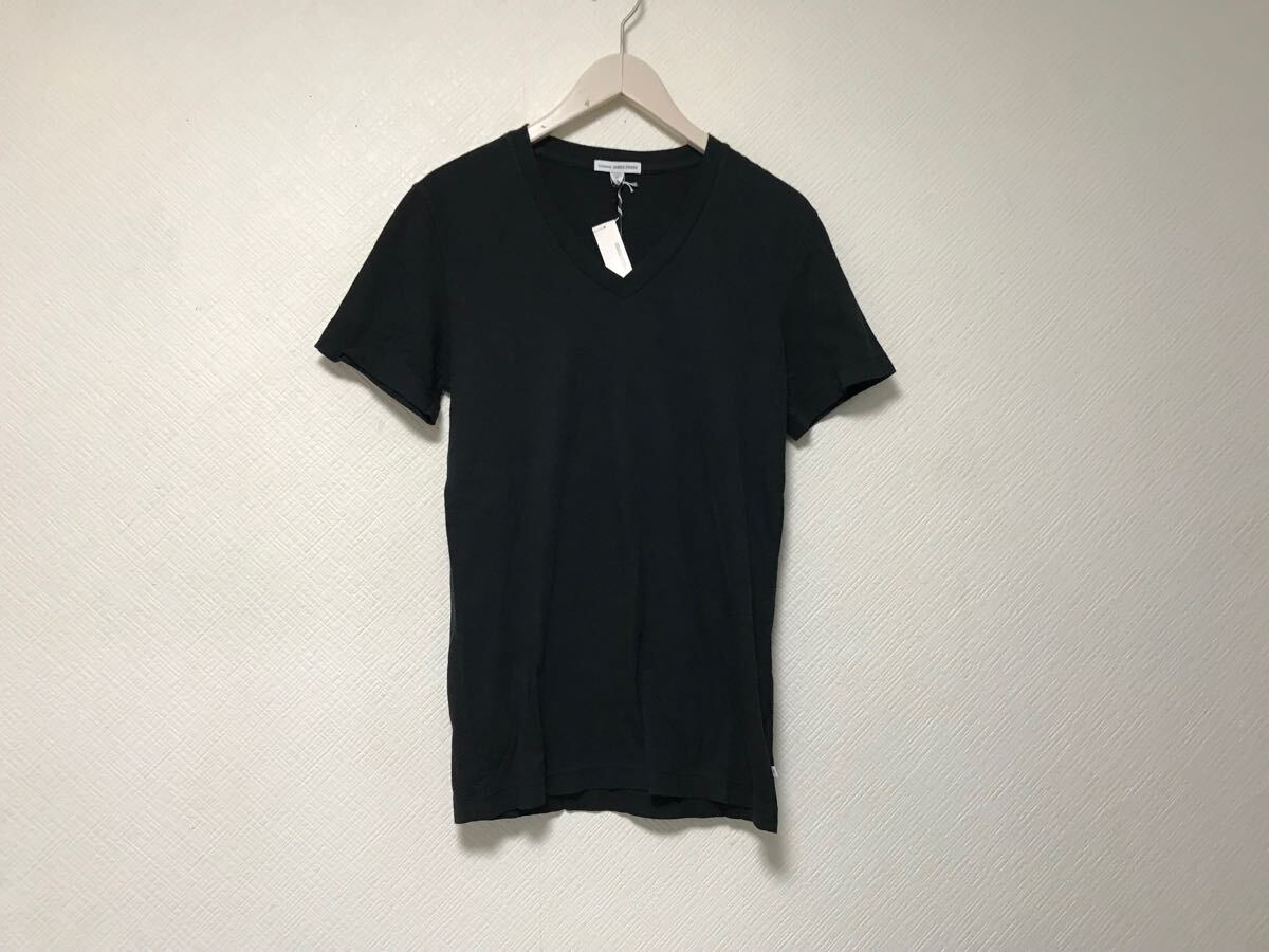 新品未使用本物ジェームスパースJAMESPERSEトゥモローランドコットン洗い加工Vネック半袖Tシャツメンズサーフ黒ブラック00アメリカ制XXS