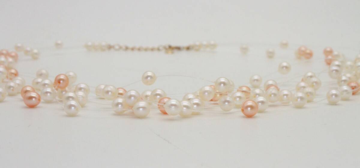 美品】TASAKI タサキ 8連 淡水パール ワイヤーネックレス K18YG 美品】TASAKI タサキ 8連 淡水パール ワイヤーネックレス K18YG