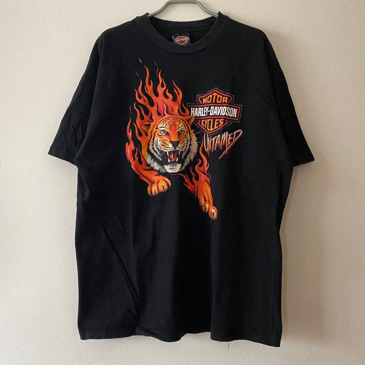 レア 古着 90s Harley Davidson Tiger Fire Flame Tee Black XL レア 古着 90s Harley Davidson Tiger Fire Flame Tee Black XL