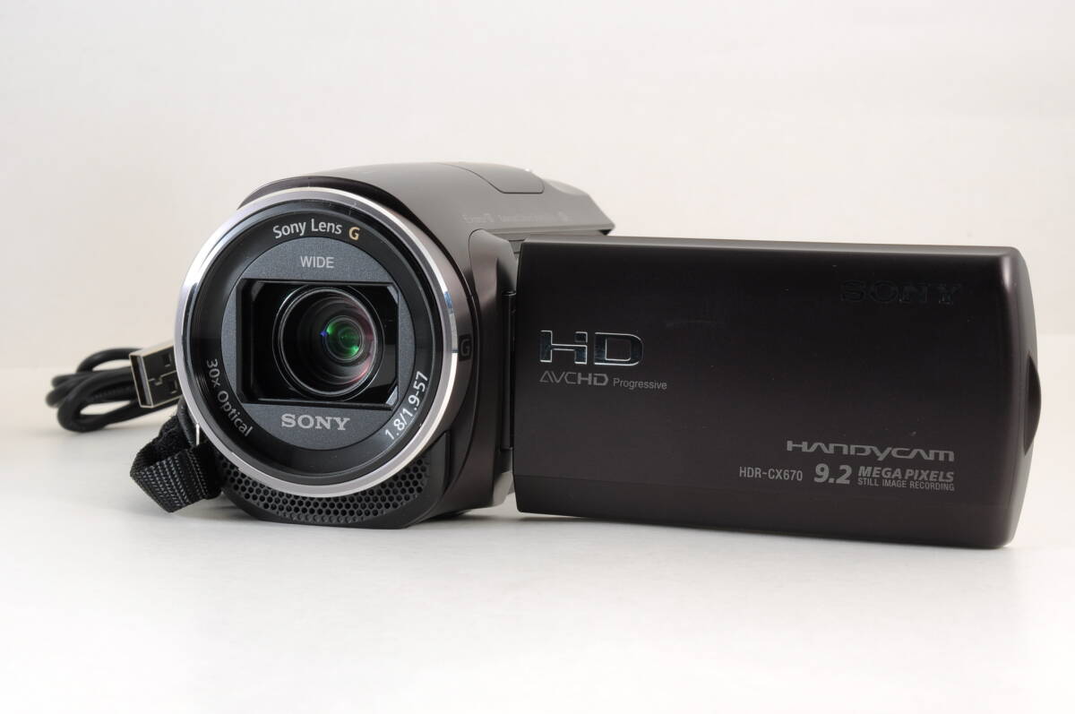 動作品 ソニー SONY HANDYCAM HDR-CX670 ハンディカム 茶 ブラウン デジタルビデオカメラ 充電ケーブル付 管MM803
