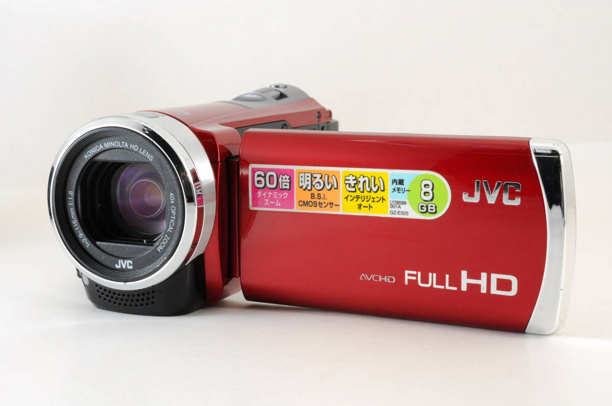 動作品 ビクター Victor JVC Everio GZ-E325-R エブリオ 赤 レッド デジタルビデオカメラ 管MM822