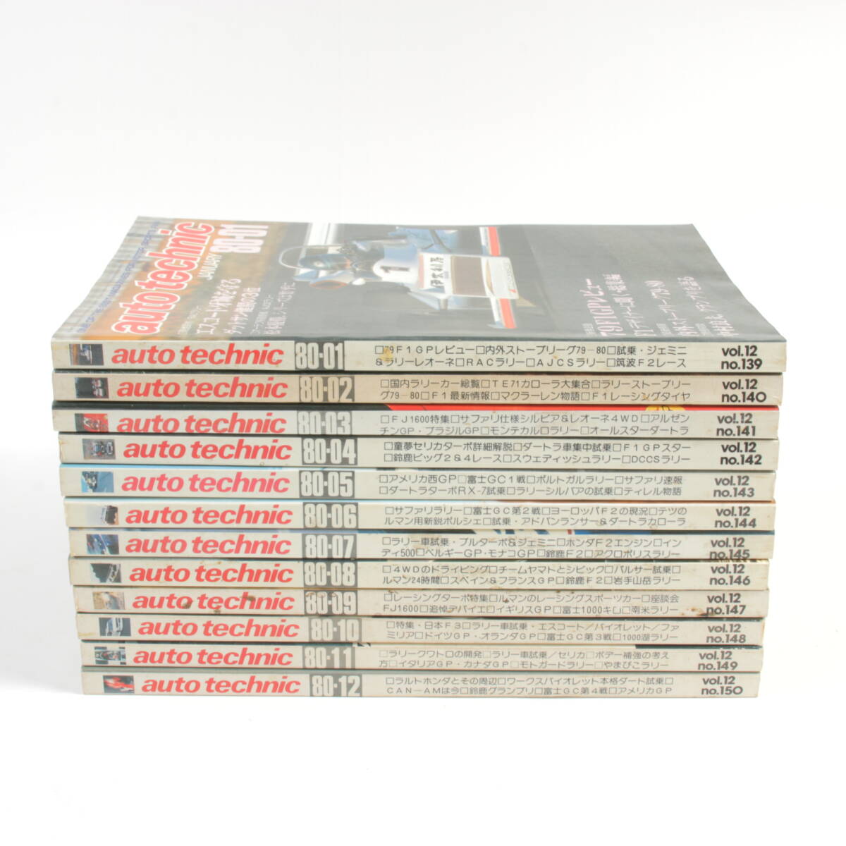 12冊 欠けなし 雑誌 古書 当時物 auto technic オートテクニック 1980年 F1 富士GC インディ500 サファリラリー (管0253