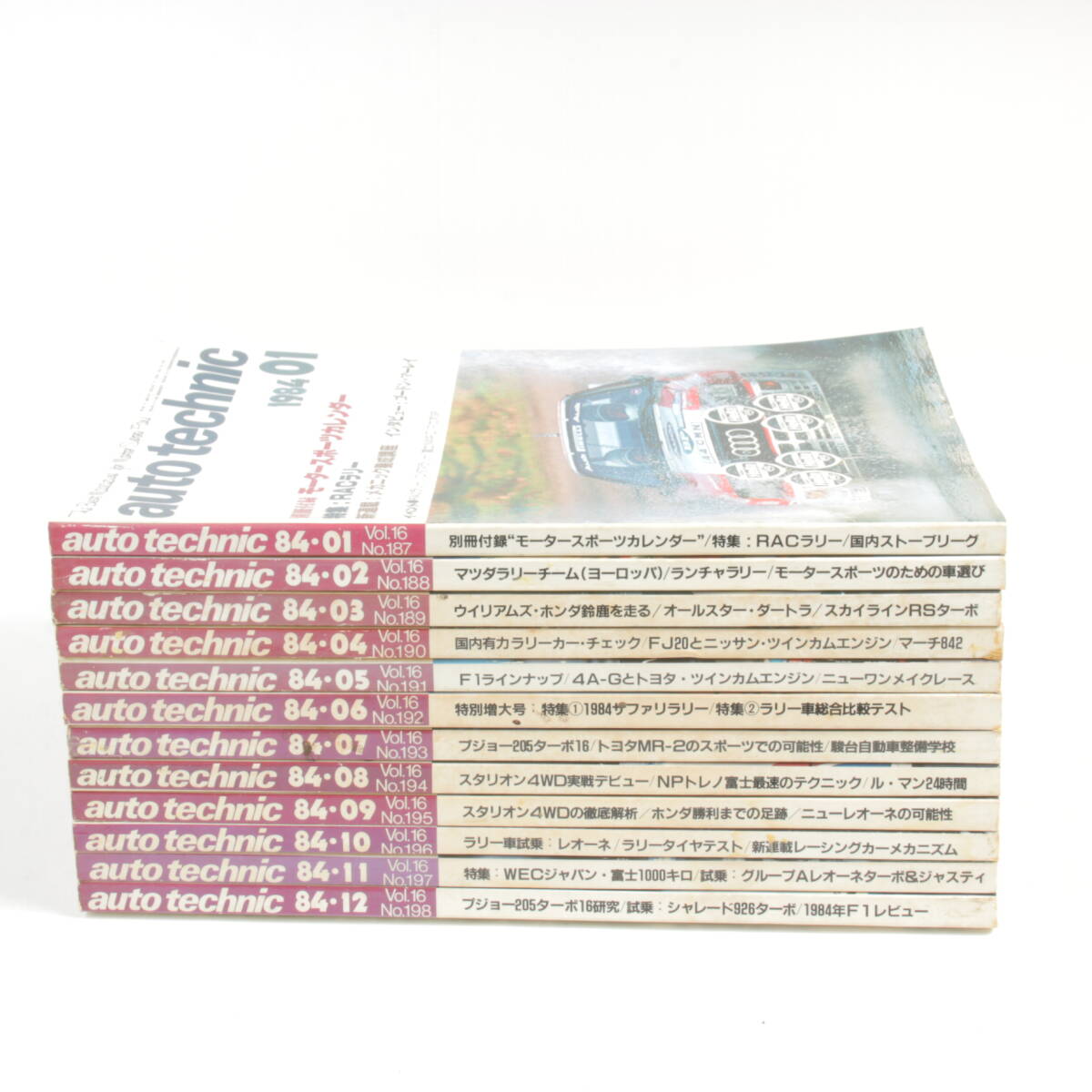 12冊 欠けなし 雑誌 古書 当時物 auto technic オートテクニック 1984年 F1 RACラリー 富士1000キロ サファリラリー ル・マン (管0257