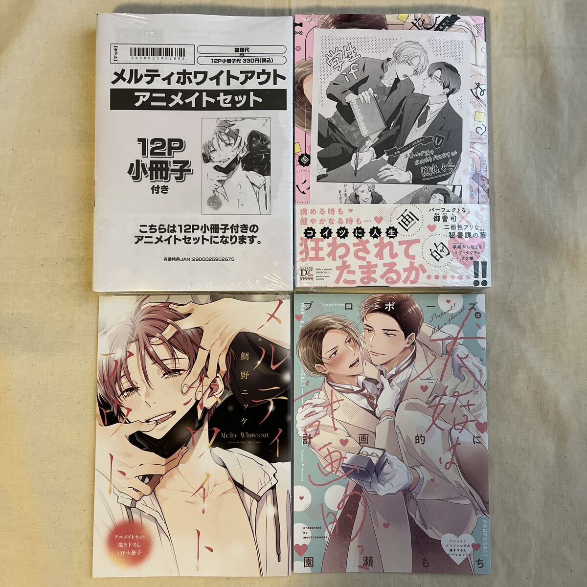 【未開封】BL 小冊子1&リーフレット1&ペーパー2付 鯛野ニッケ「メルティホワイトアウト」園瀬もち「求婚(プロポーズ)は計画的に」